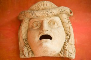 Maske med åben mund, romersk kejsertid (30 f.Kr.-500 e.Kr.) (marmor)